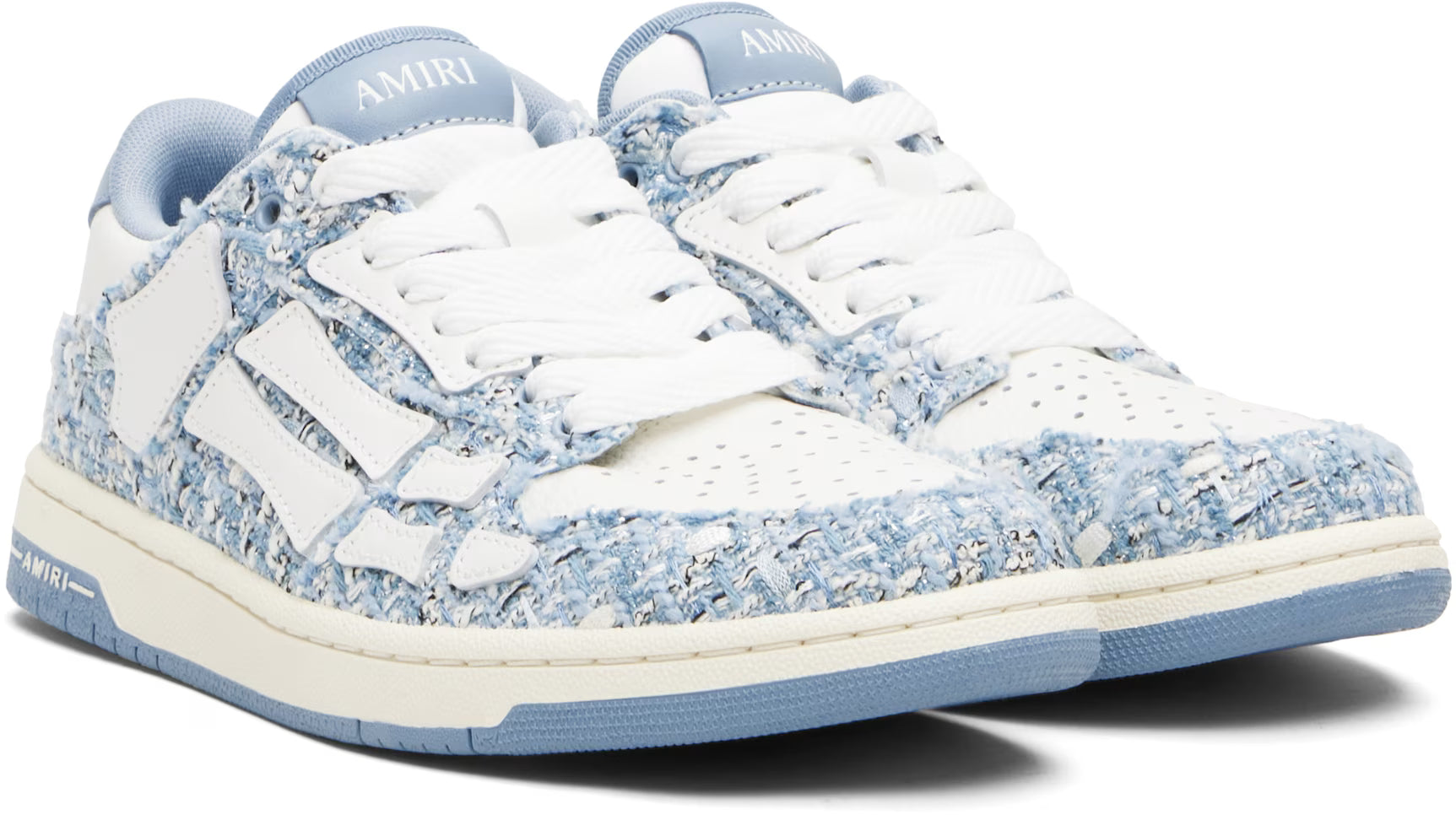 Blue Bouclé Skel Top Low Sneakers