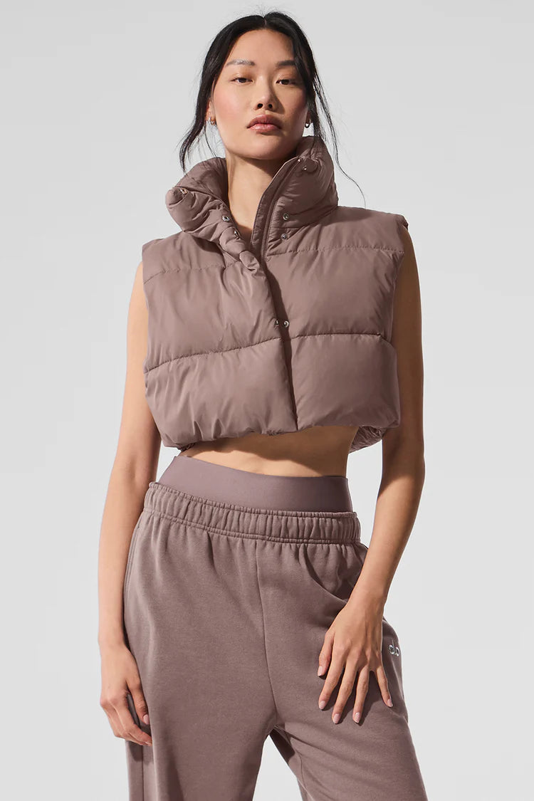 Extreme Cropped Gold Rush Puffer Vest