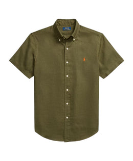 Ralph Lauren CUSTOM FIT LINEN SHIRT Olive Green