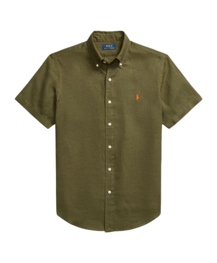 Ralph Lauren CUSTOM FIT LINEN SHIRT Olive Green