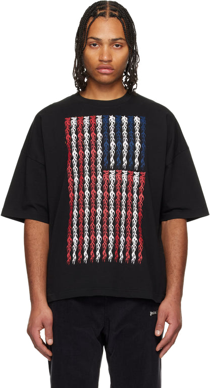 Black Flames Flag Loose T-shirt
