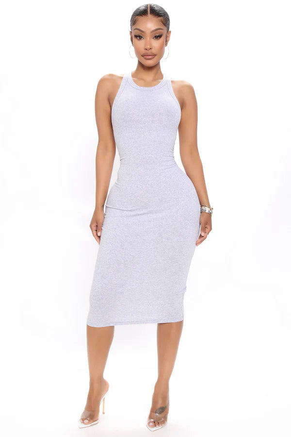 Mila Midi Dress - Heather Grey