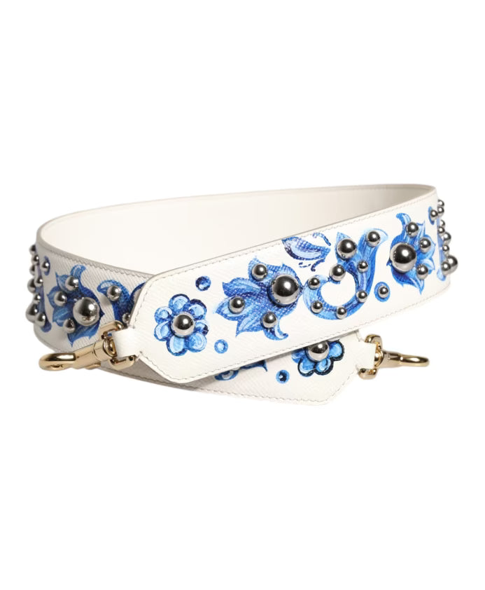 Floral Leather Stud Shoulder Strap
