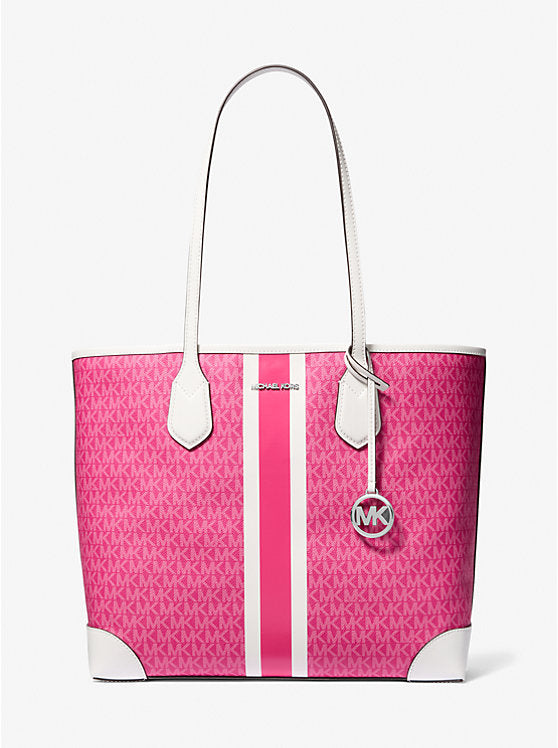 Eva Large Signature Logo Stripe Tote Bag