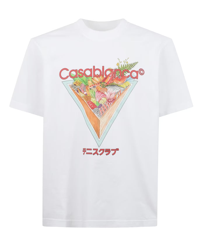 Casablanca Cotton T-shirt with print and logo