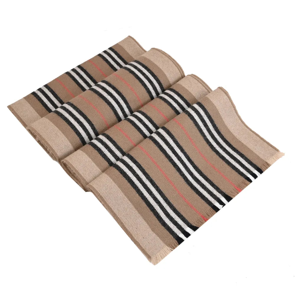 BURBERRYClassic striped double-sided printed wool long scarf