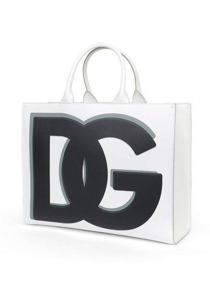 Luxury White DG Print Shopping Tote