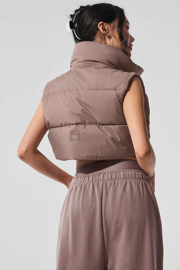 Extreme Cropped Gold Rush Puffer Vest