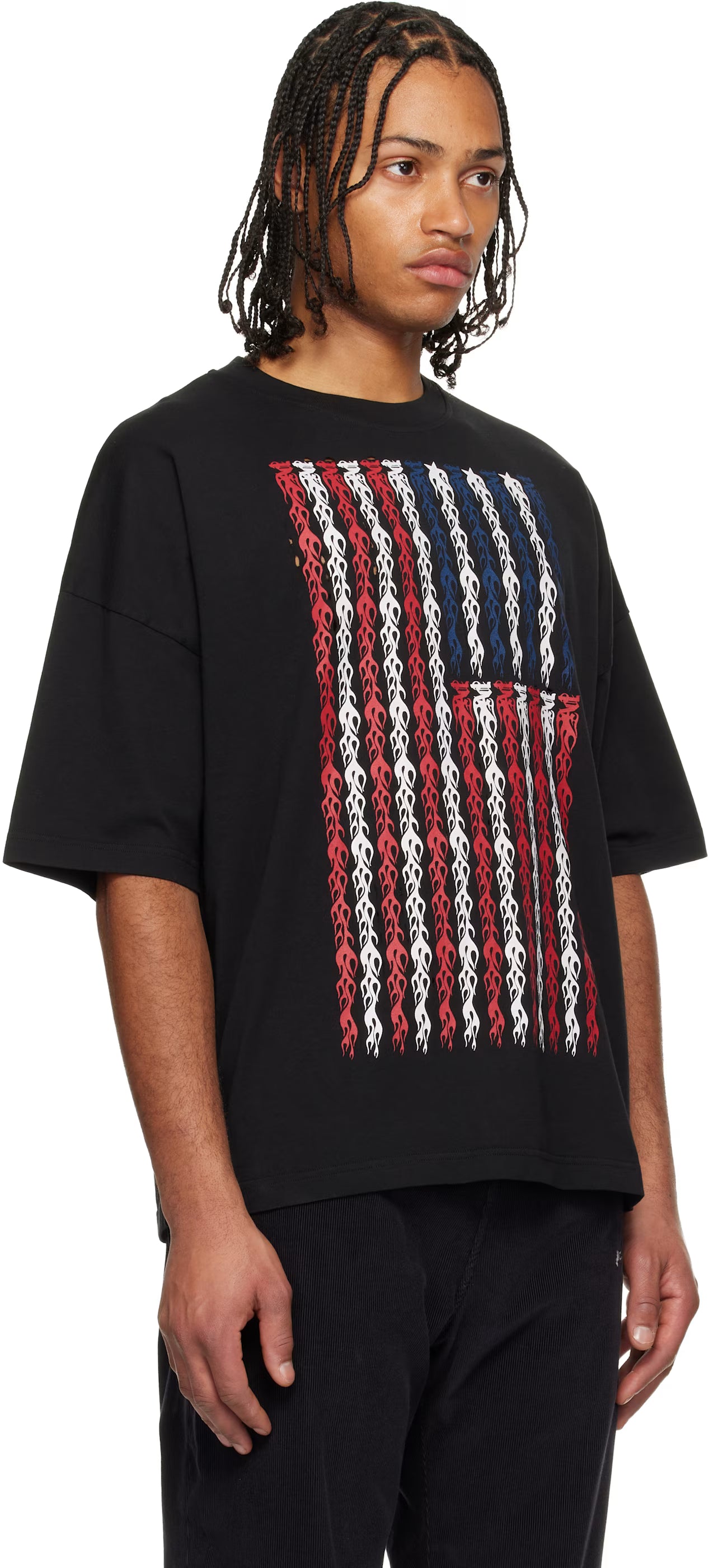 Black Flames Flag Loose T-shirt