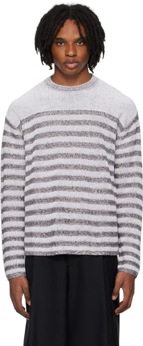 Ferragamo White & Brown Striped Sweater