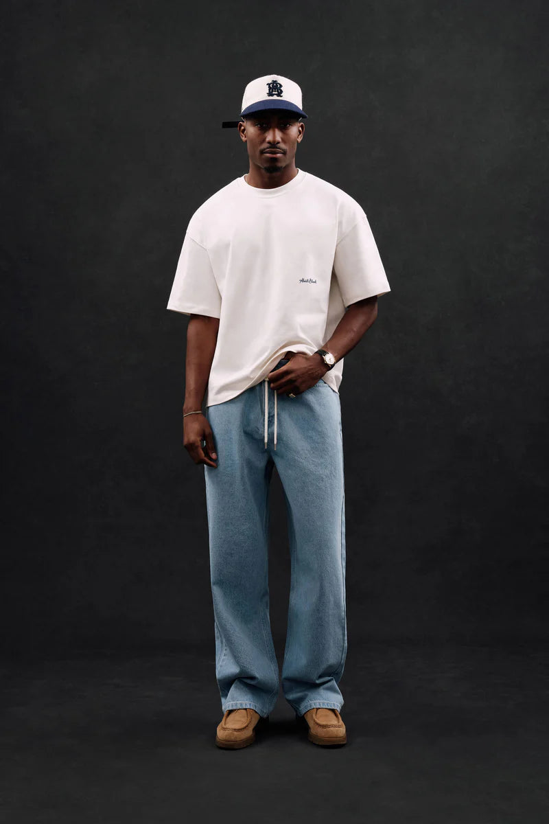 Banner t-shirt - oat/estate blue