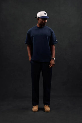 Chainstitch t-shirt - navy/ecru