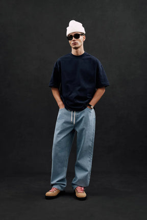 Mock neck t-shirt - navy