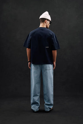 Mock neck t-shirt - navy