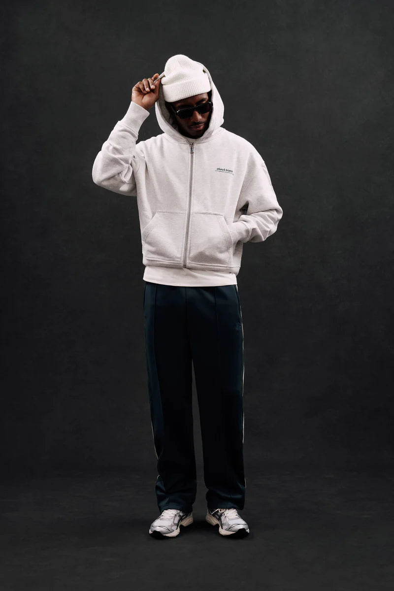 Zev zip hoodie - grey marl/epsom green