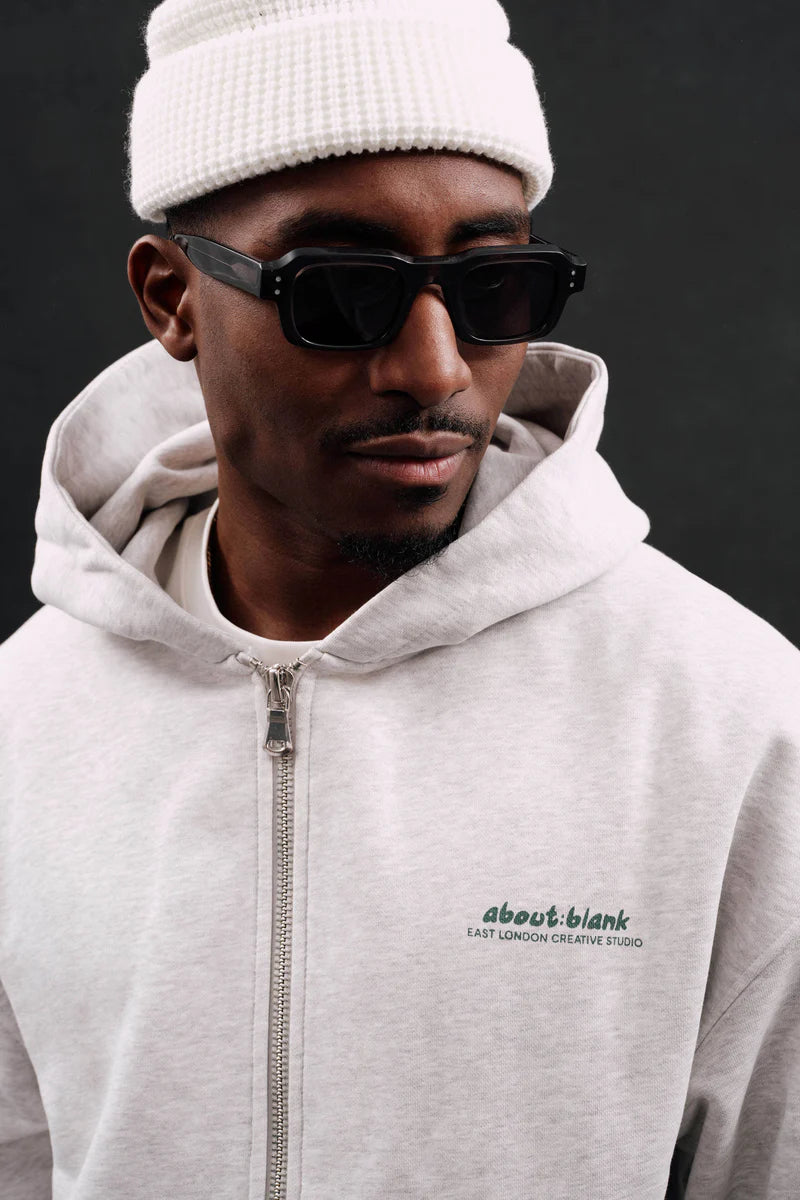 Zev zip hoodie - grey marl/epsom green