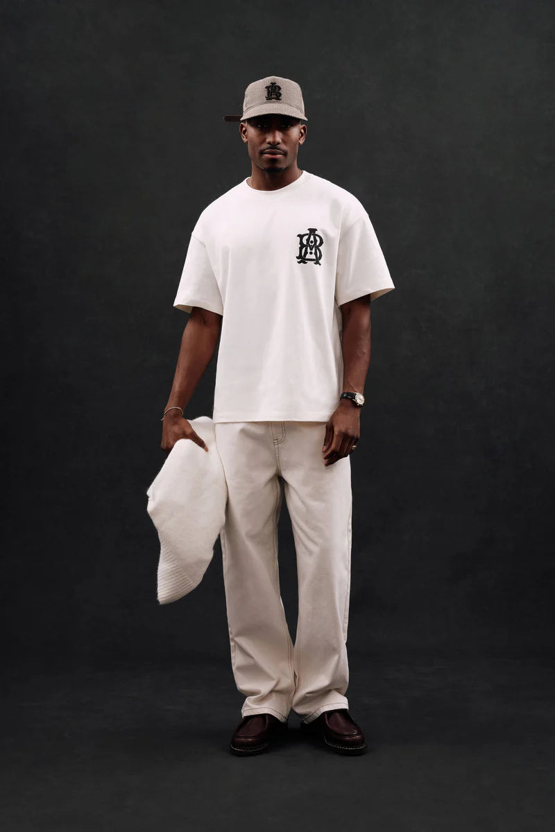 Monogram t-shirt - oat/black