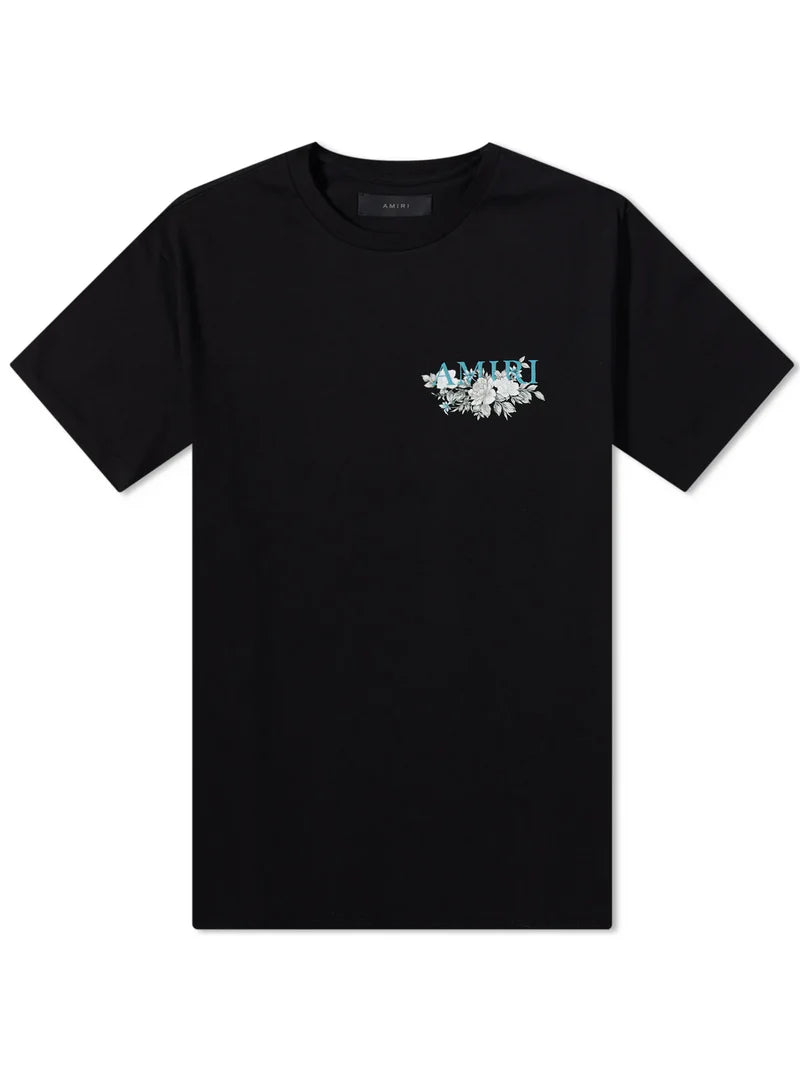 AMIRI FLORAL LOGO TEE BLACK