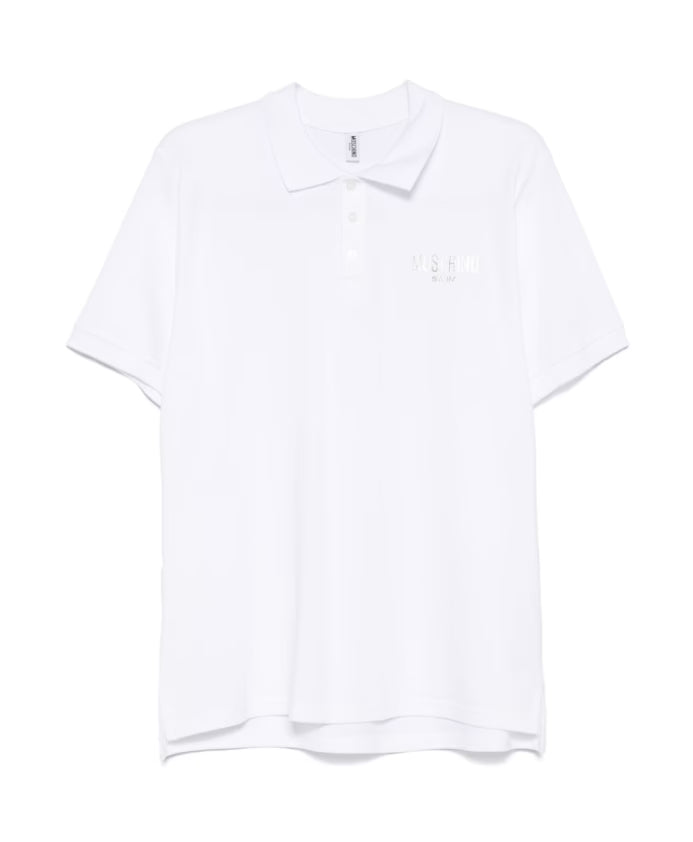 Moschino Logo Print Polo Shirt White