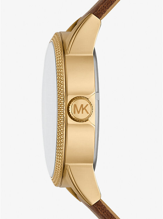 Oversized Hutton Gold-Tone and Leather Watch