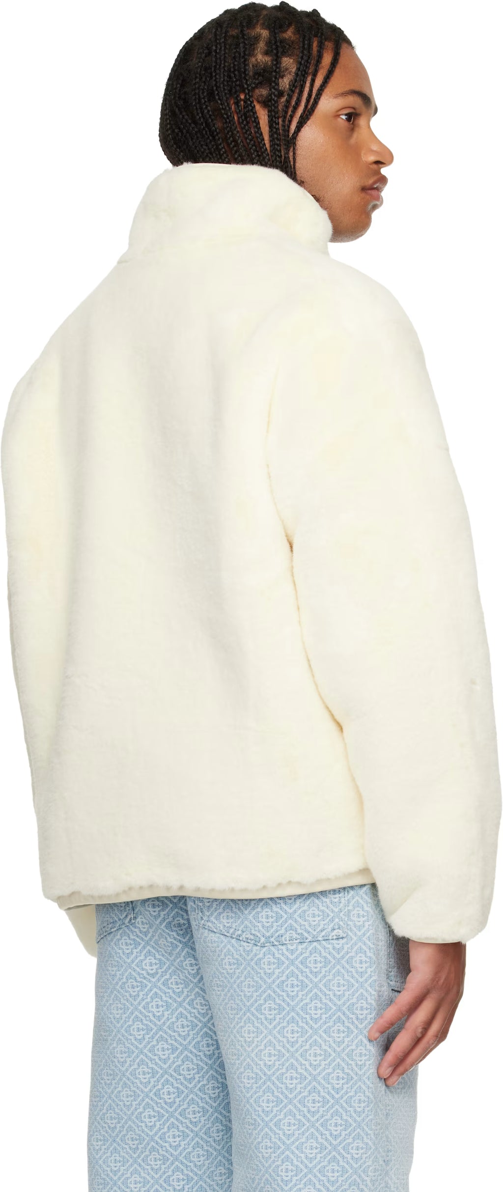 Off-White Tennis Mascot Quarter Zip Faux Fur Jacket