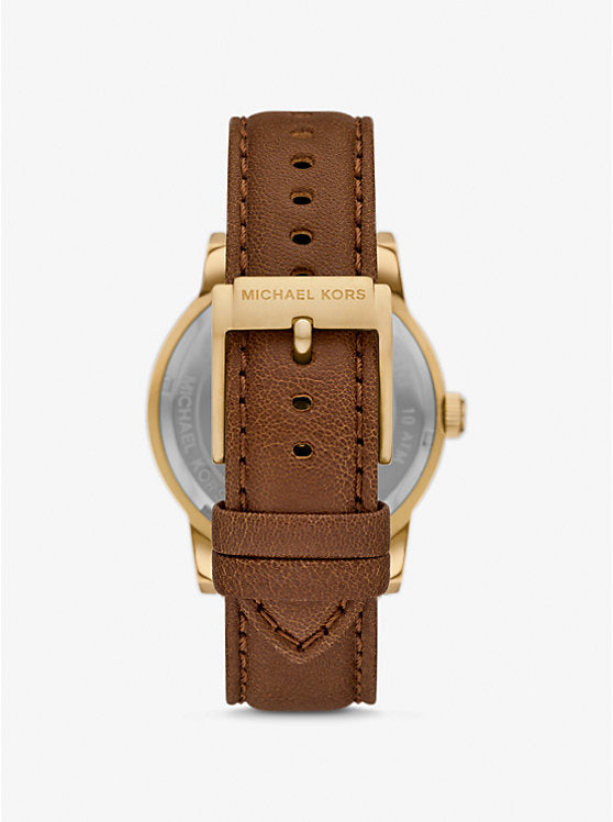 Oversized Hutton Gold-Tone and Leather Watch