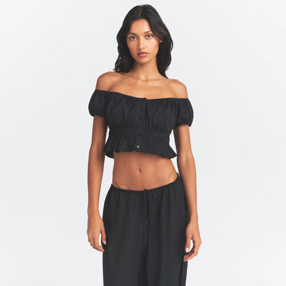 Poplin Apparel Off the Shoulder Top