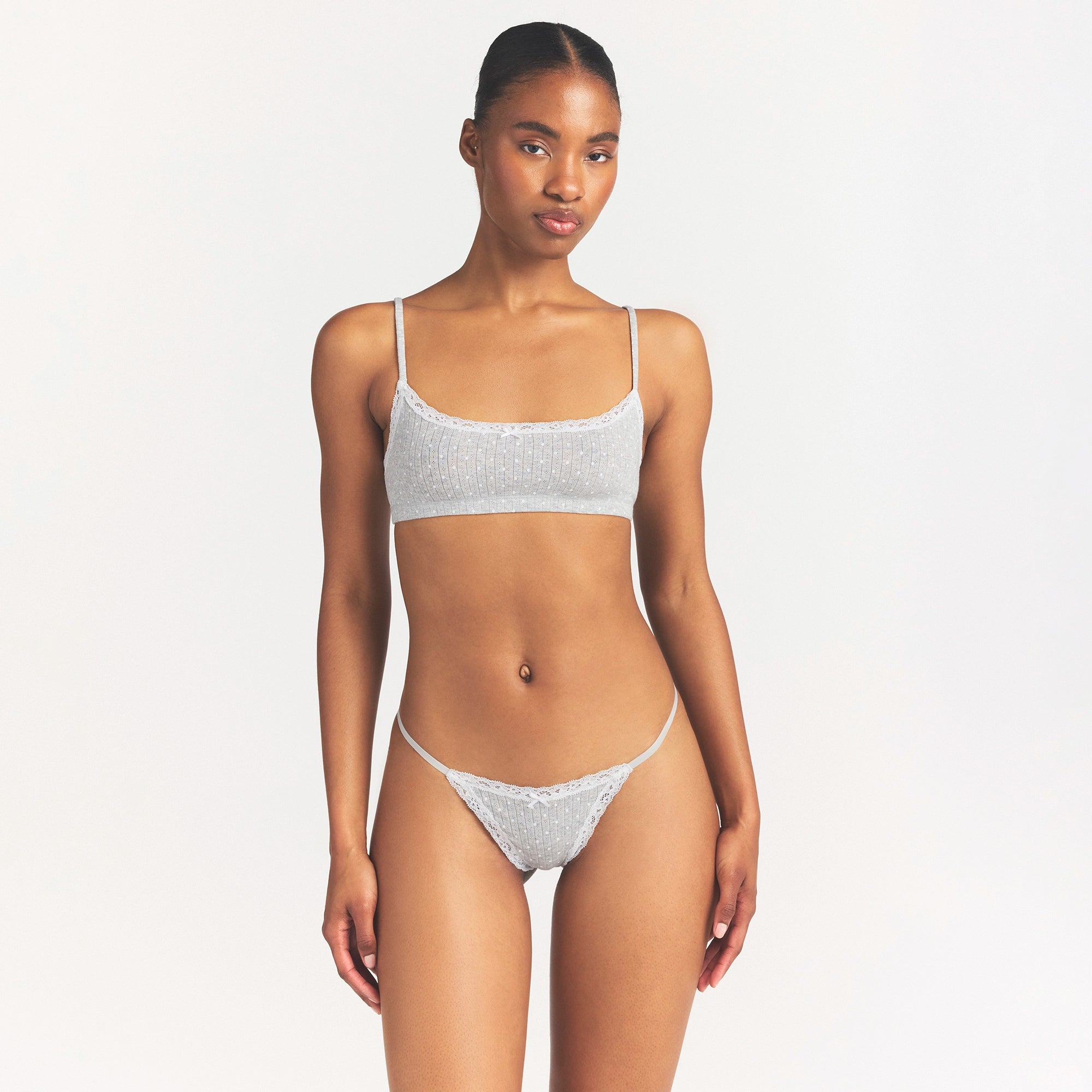 Lightweight Cotton Pointelle Scoop Bralette