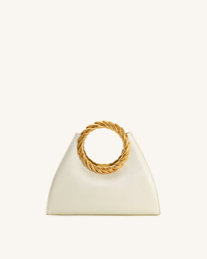 Amiya Leaf Handle Sculpture Bag - Black
