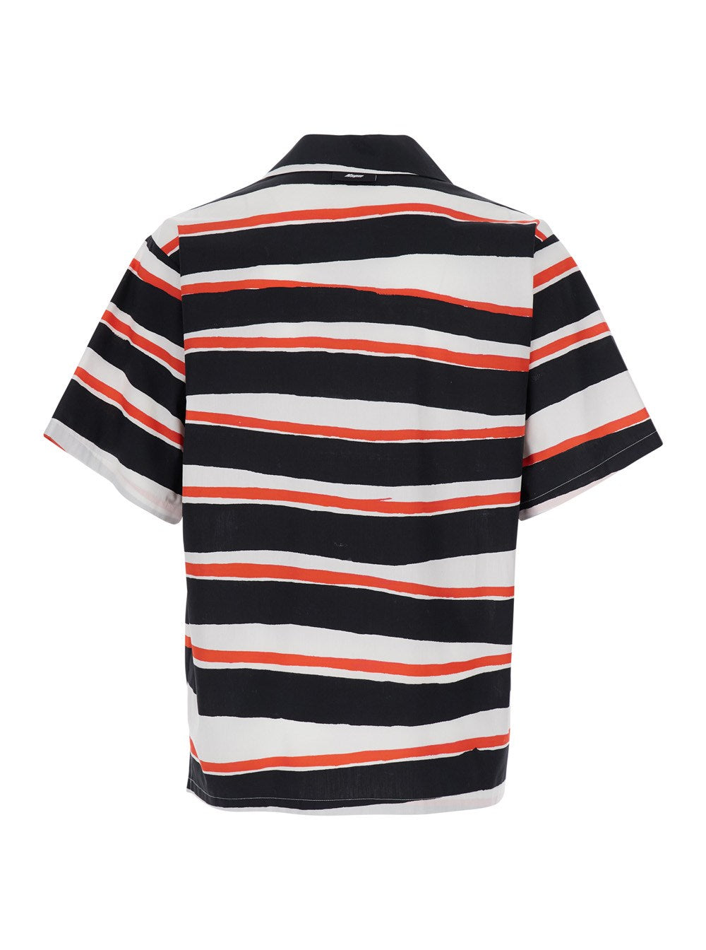 Msgm Multicolor Shirt with All-Over Asymmetric Striped Motif in Cotton Man