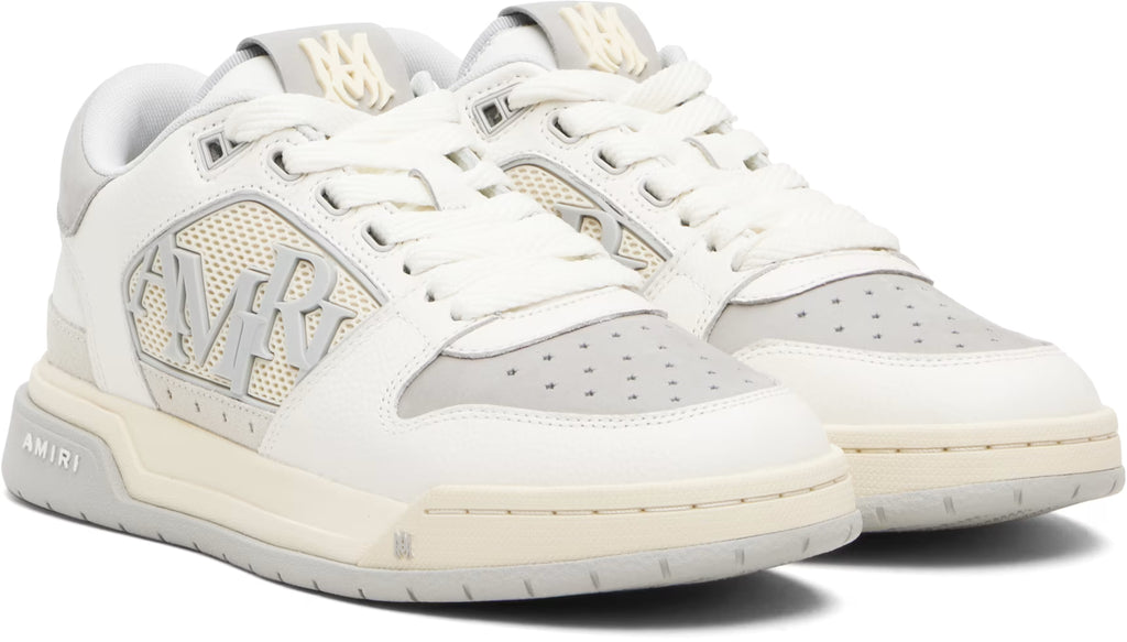 White & Gray Classic Low Sneakers