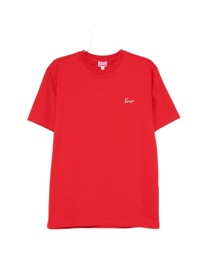 Kenzo Red Floral Print Crew Neck T-shirt