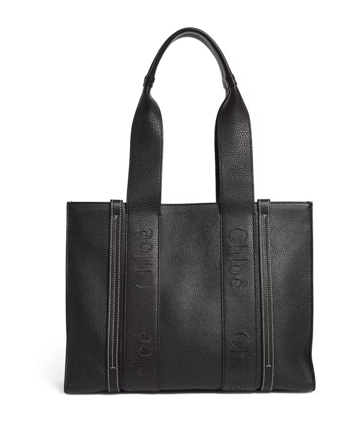 Black Leather Tote Bag for Women