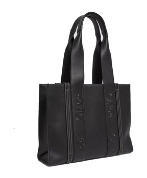 Black Leather Tote Bag for Women