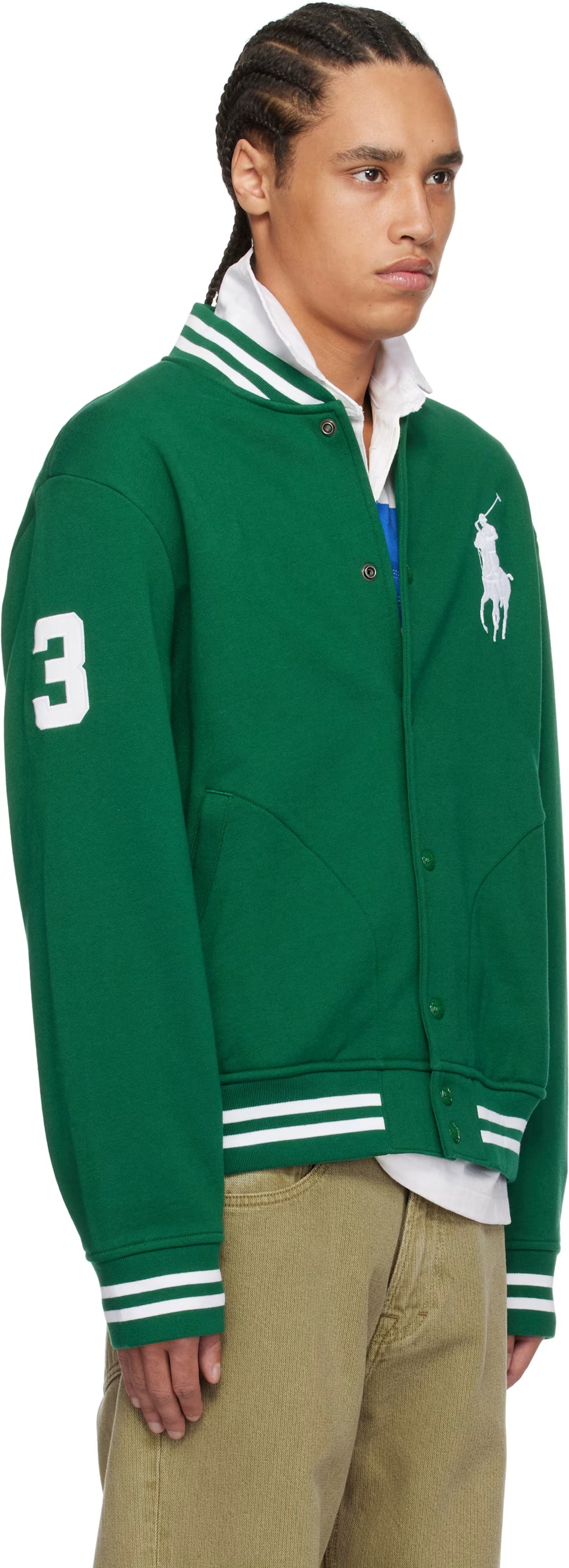Polo Ralph Lauren Green Big Pony Fleece Baseball Bomber Jacket