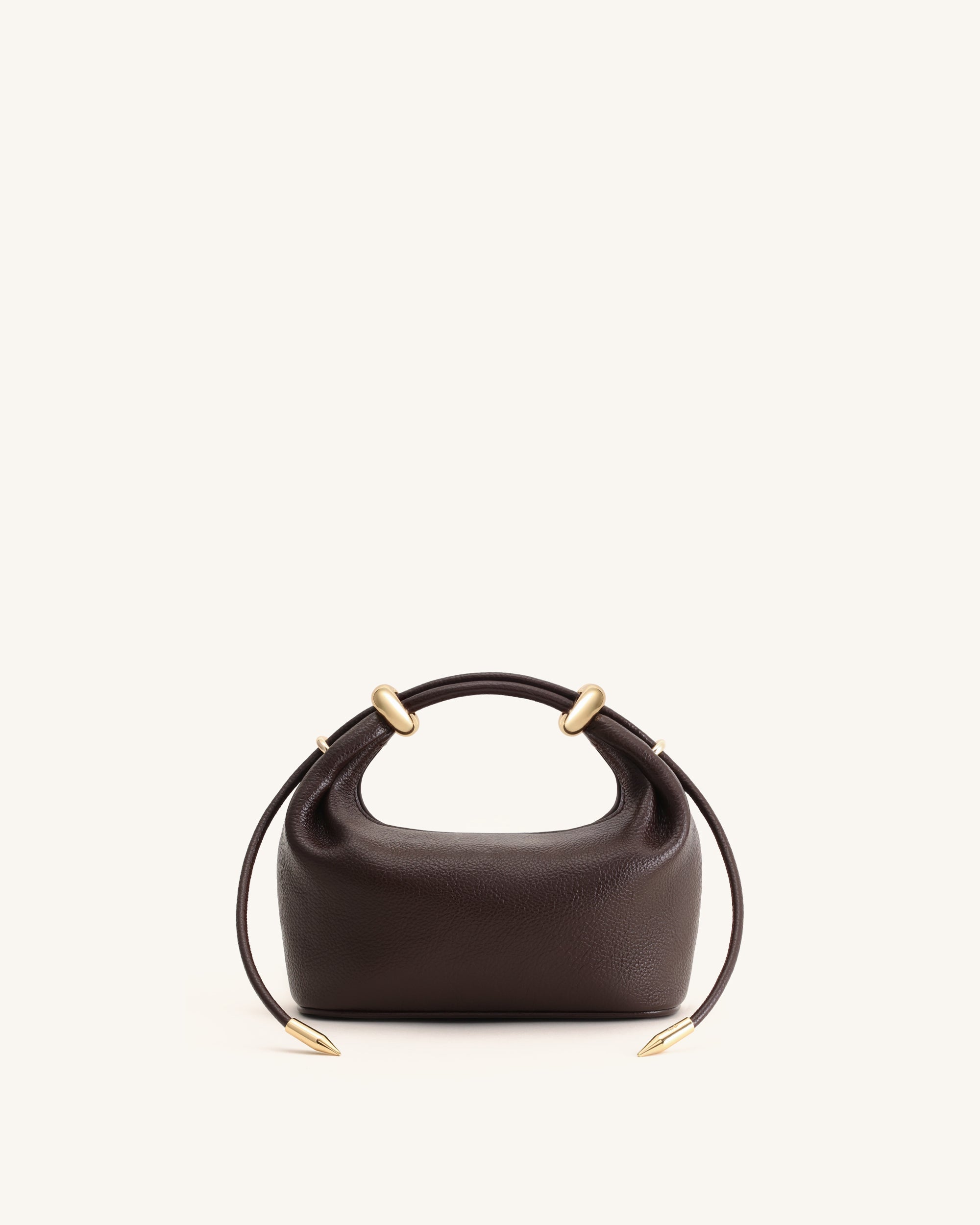 Ellie Metal Ring Embellished Top Handle Bag - Dark Brown