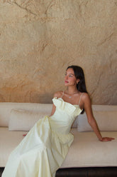 Janis Cotton Frill Maxi Dress - Lemon