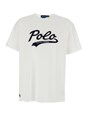 Polo ralph lauren White Crewneck T-Shirt with Contrasting Logo Print on the Front in Cotton Man