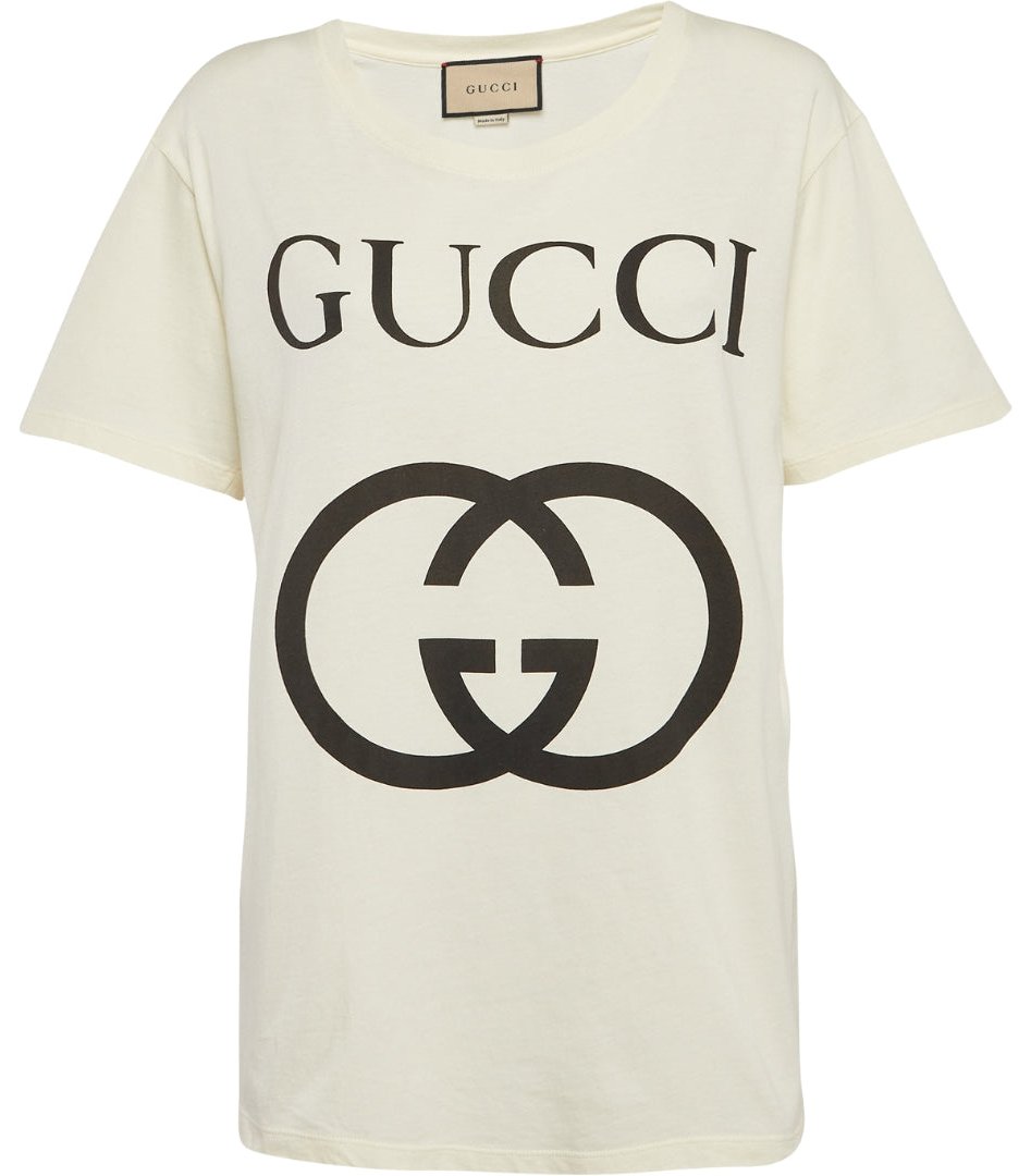 Gucci Interlocking GG Logo Printed T-Shirt in White