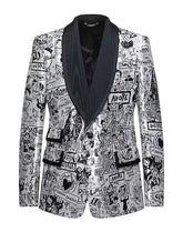 Men’s Crepe Single-Breasted Blazer with Logo & Multipockets | Two-Tone Formal Jacket