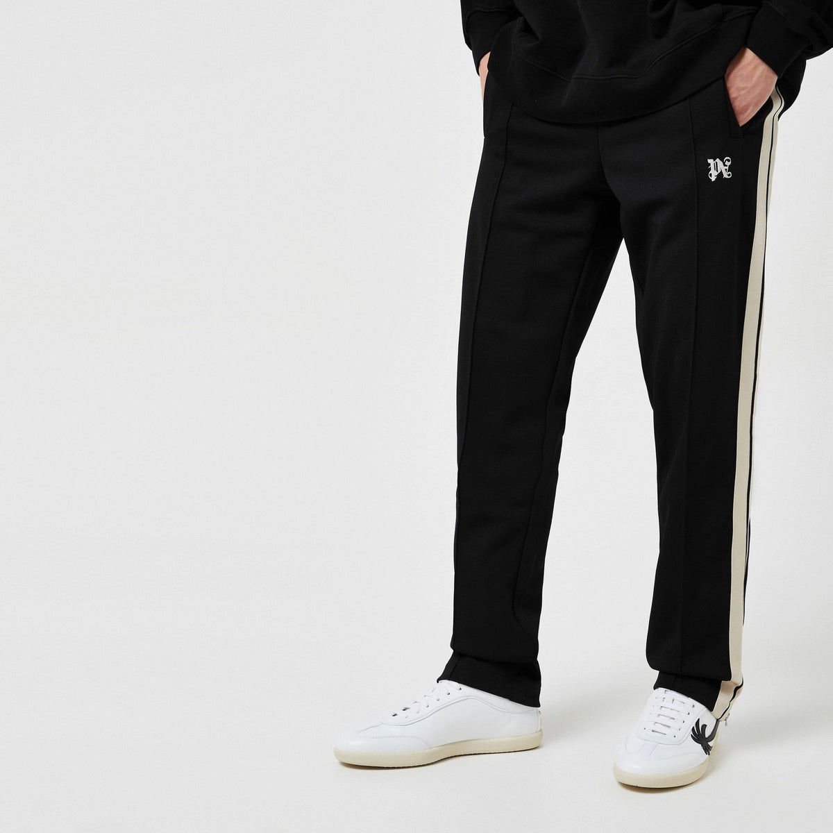 Embroidered Striped Jersey Track Pants