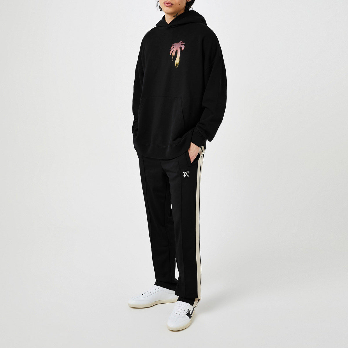 Embroidered Striped Jersey Track Pants