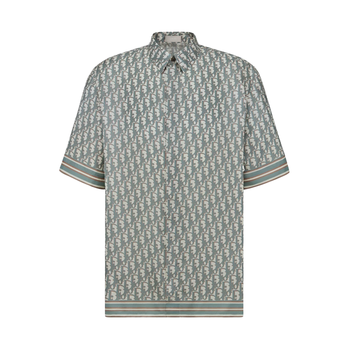 Dior Organic Silk Twill Oblique Short Sleeve Shirt Beige