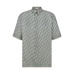 Dior Organic Silk Twill Oblique Short Sleeve Shirt Beige