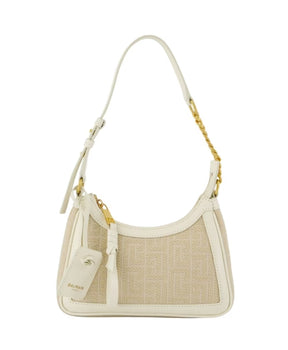 Embroidered Leather Shoulder Bag - Neutral