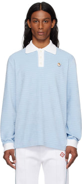 Blue Velour Stripe Polo