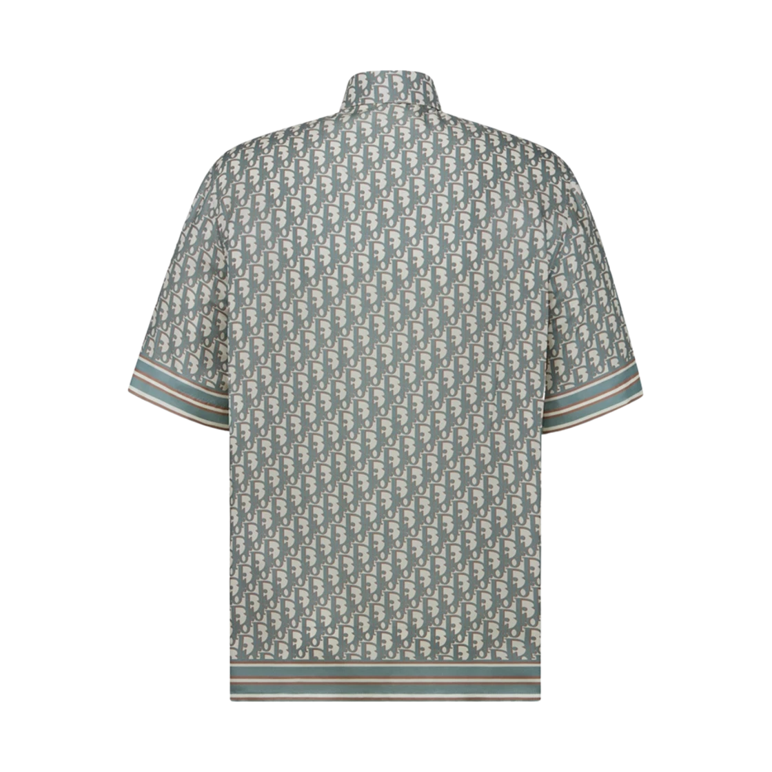 Dior Organic Silk Twill Oblique Short Sleeve Shirt Beige