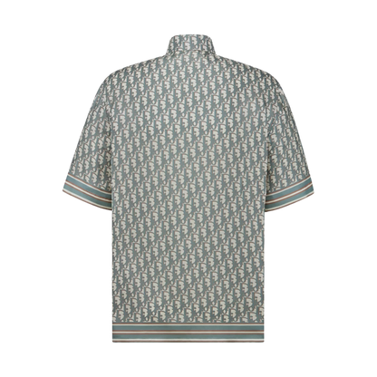 Dior Organic Silk Twill Oblique Short Sleeve Shirt Beige