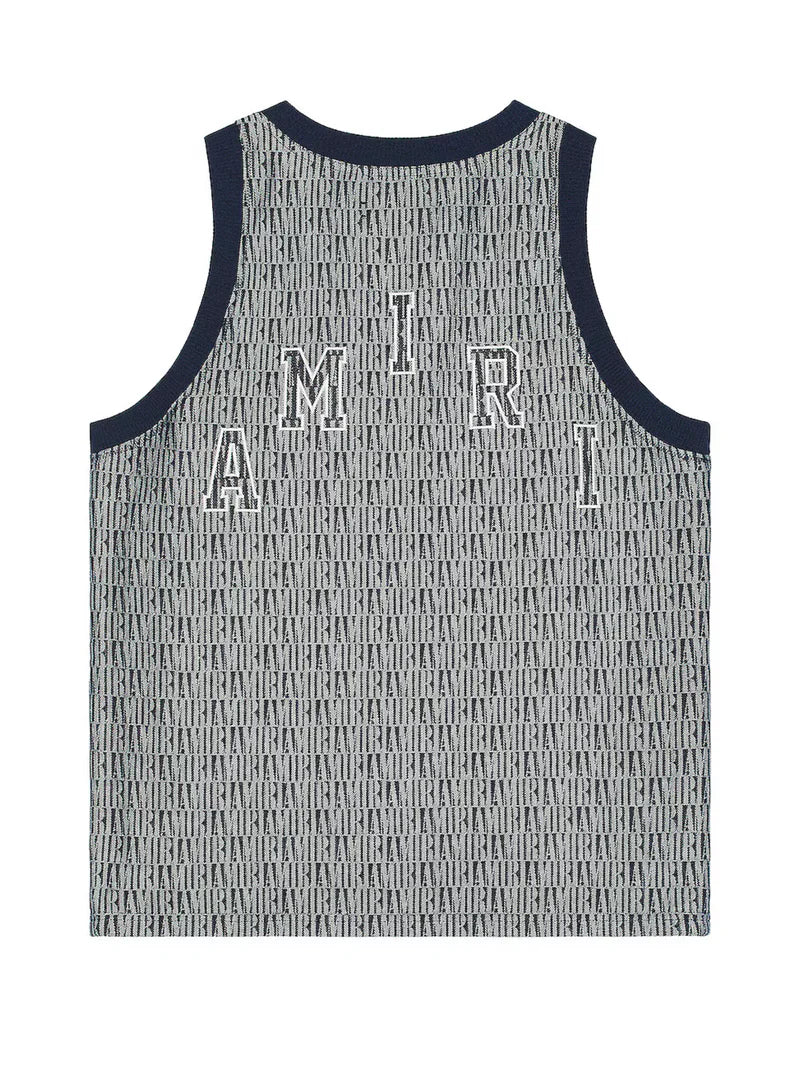 AMIRI JACQUARD BASKETBALL JERSEY WASHED INDIGO