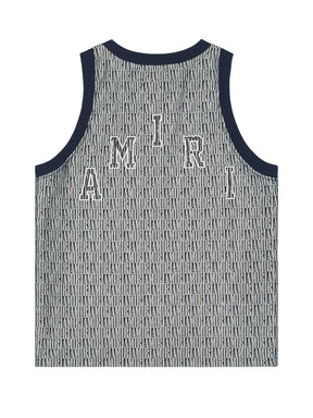 AMIRI JACQUARD BASKETBALL JERSEY WASHED INDIGO